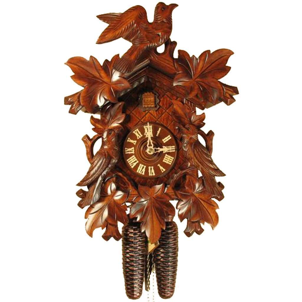 Cuckoo Clock - Rombach & Haas (Romba) BIRD AND LEAVES Model 8240 8-Day Black Forest Cuckoo Clock, Beautifully Carved