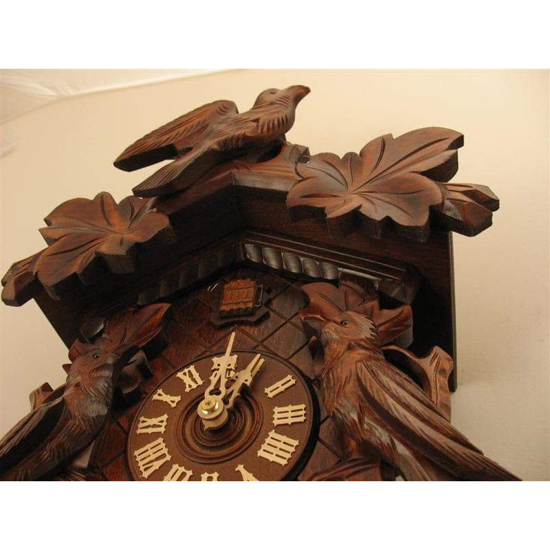 Rombach & Haas (Romba) BIRD AND LEAVES Model 8240 8-Day Black Forest Cuckoo Clock, Beautifully Carved