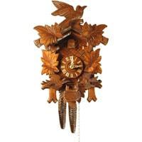 Cuckoo Clock - Rombach & Haas (Romba) FEEDING BIRDS Model 1205 1-Day Black Forest Cuckoo Clock With Half And Full Hour Call, Linden Wood