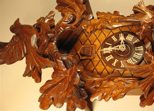 Cuckoo Clock - Rombach & Haas (Romba) FEEDING BIRDS Model 8244 8-Day Black Forest Cuckoo Clock With Music Box And Half And Full Hour Call
