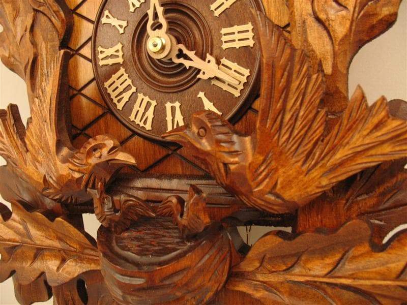 Cuckoo Clock - Rombach & Haas (Romba) FEEDING BIRDS Model 8244 8-Day Black Forest Cuckoo Clock With Music Box And Half And Full Hour Call