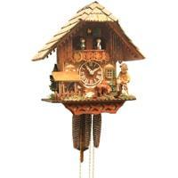 Cuckoo Clock - Rombach & Haas (Romba) FEEDING DEER Model 1385B 1-Day Black Forest Cuckoo Clock, Carved, Painted, Intricate And Charming