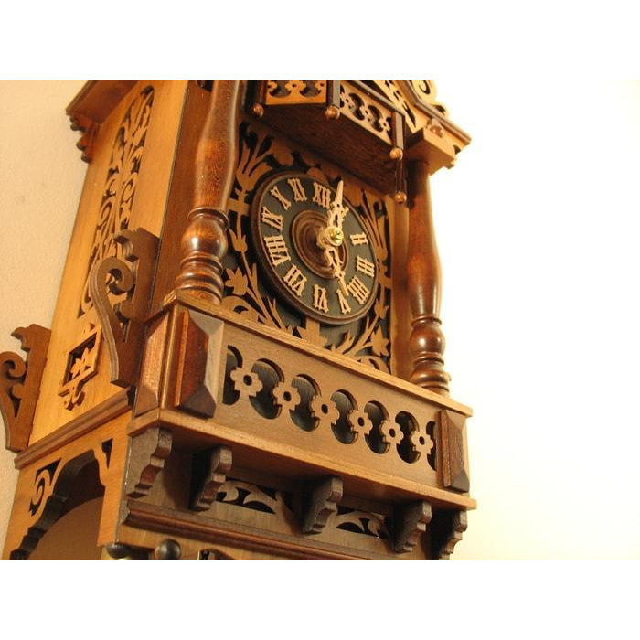 Rombach & Haas (Romba) FRETWORK Model 8364 8-DAY Black Forest Cuckoo Clock with Music Box, Animated Figures and Intricate Details