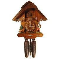 Cuckoo Clock - Rombach & Haas (Romba) HAPPY WANDERER Model 8205 8-Day Black Forest Cuckoo Clock, Beautifully Carved And Painted, Chalet Style
