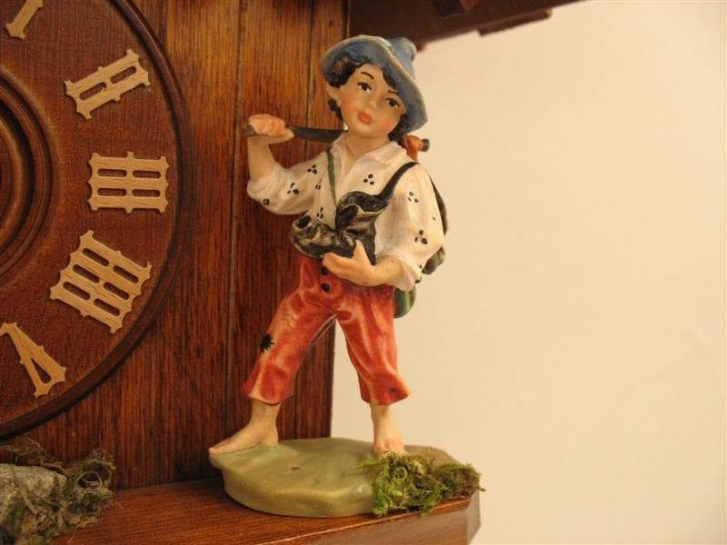 Cuckoo Clock - Rombach & Haas (Romba) HAPPY WANDERER Model 8205 8-Day Black Forest Cuckoo Clock, Beautifully Carved And Painted, Chalet Style