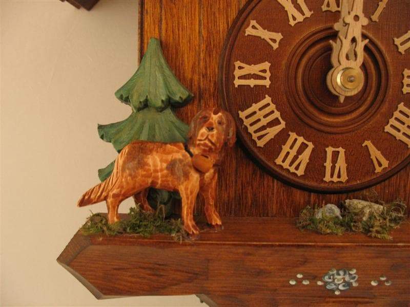 Cuckoo Clock - Rombach & Haas (Romba) HAPPY WANDERER Model 8205 8-Day Black Forest Cuckoo Clock, Beautifully Carved And Painted, Chalet Style