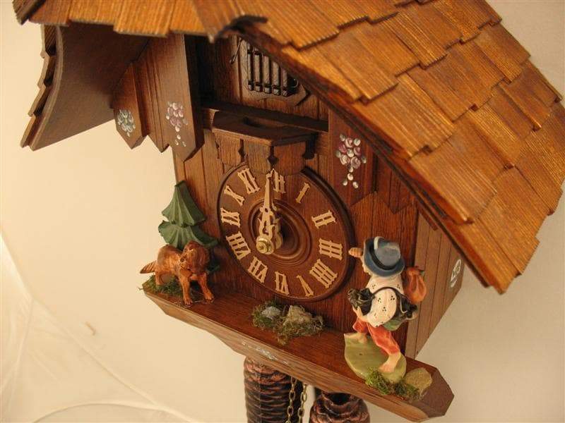 Cuckoo Clock - Rombach & Haas (Romba) HAPPY WANDERER Model 8205 8-Day Black Forest Cuckoo Clock, Beautifully Carved And Painted, Chalet Style
