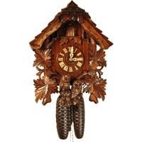 Cuckoo Clock - Rombach & Haas (Romba) HOOTING OWL Model 8245, 8-Day, Intricately Carved