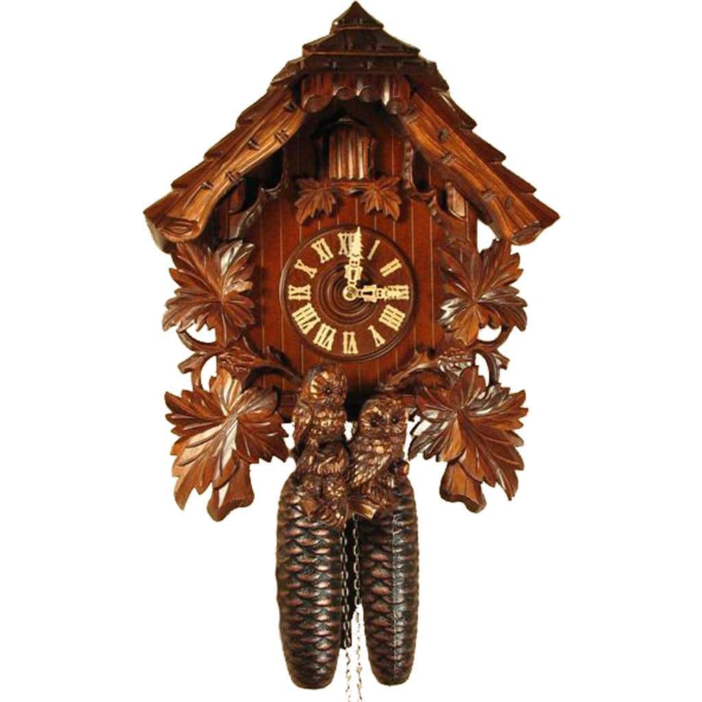 Cuckoo Clock - Rombach & Haas (Romba) HOOTING OWL Model 8245, 8-Day, Intricately Carved