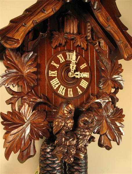 Cuckoo Clock - Rombach & Haas (Romba) HOOTING OWL Model 8245, 8-Day, Intricately Carved