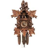 Rombach & Haas (Romba) HOOTING OWL Model 8360 Black Forest Cuckoo Clock, 8-Day, Spinning Owls