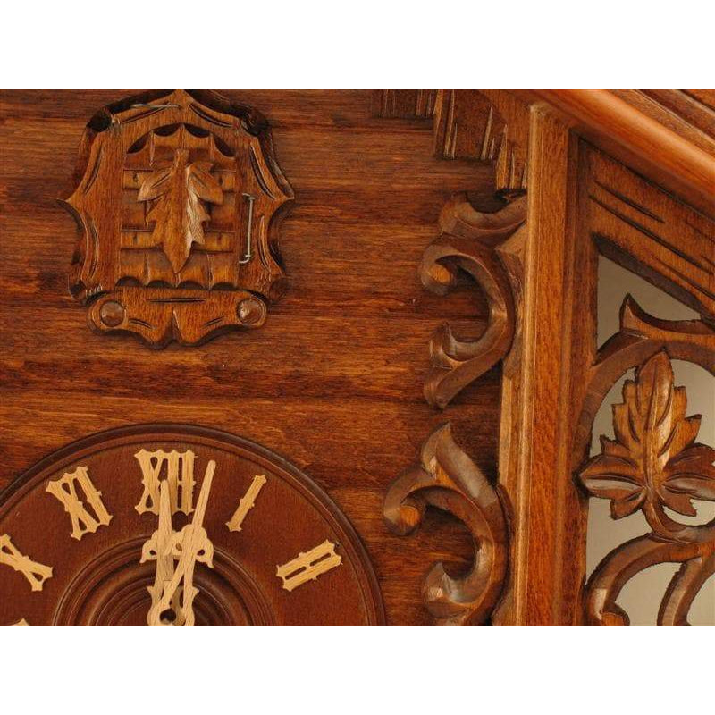 Rombach & Haas (Romba) LEAVES AND VINES BAHNHÅUSLE # 8223 Black Forest Cuckoo Clock, Intricate Carvings, 8-Day Movement