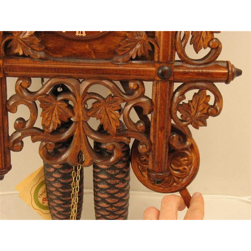 Rombach & Haas (Romba) LEAVES AND VINES BAHNHÅUSLE # 8223 Black Forest Cuckoo Clock, Intricate Carvings, 8-Day Movement