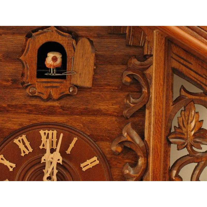 Rombach & Haas (Romba) LEAVES AND VINES BAHNHÅUSLE # 8223 Black Forest Cuckoo Clock, Intricate Carvings, 8-Day Movement