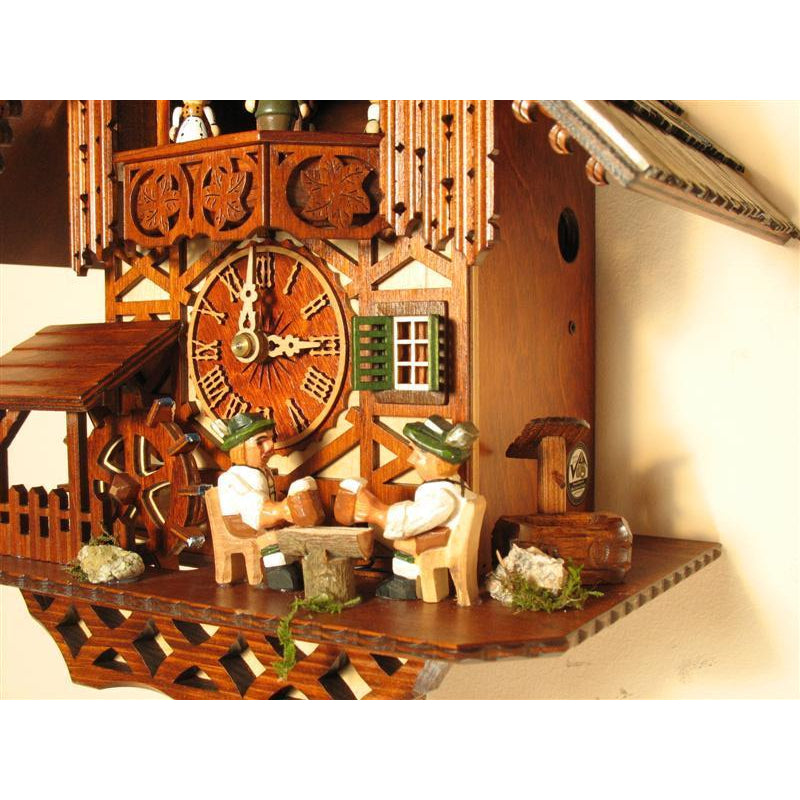 Rombach & Haas (Romba) Model 1389 PROSIT! BEER DRINKER 1-DAY Black Forest Cuckoo Clock with Music Box and Animated Figures, Chalet Style