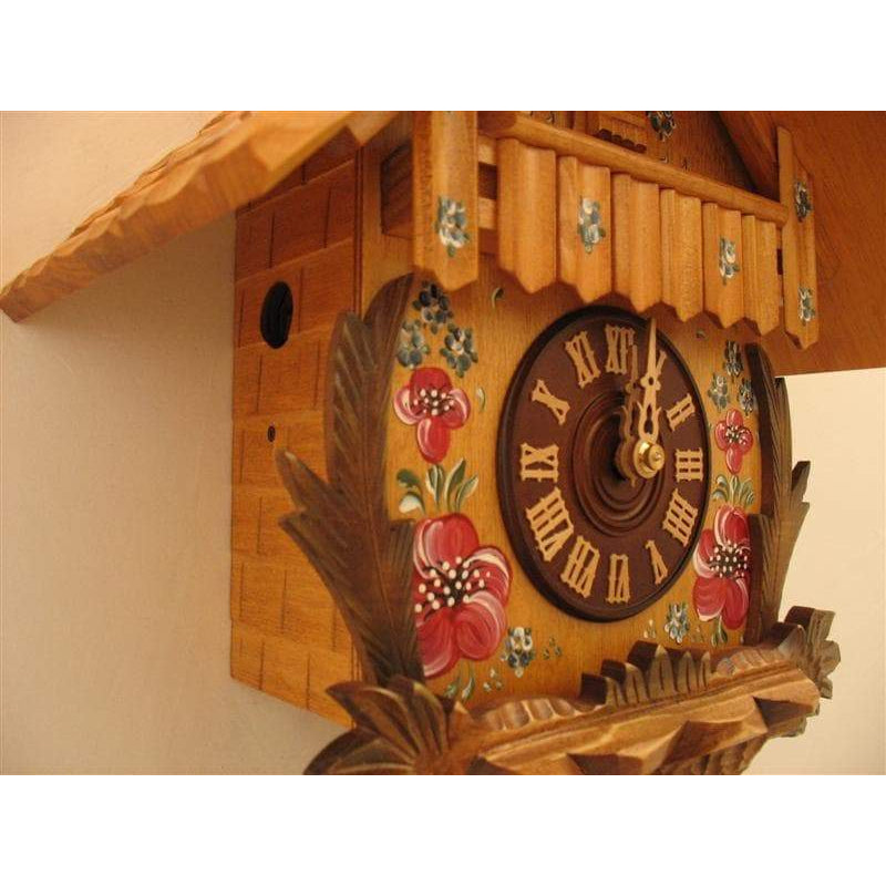Rombach & Haas (Romba) Model 8210 FLOWERS 8-Day Black Forest Cuckoo Clocks with Painted Flowers and Half and Full Hour Call
