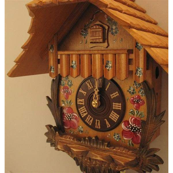 Rombach & Haas (Romba) Model 8210 FLOWERS 8-Day Black Forest Cuckoo Clocks with Painted Flowers and Half and Full Hour Call