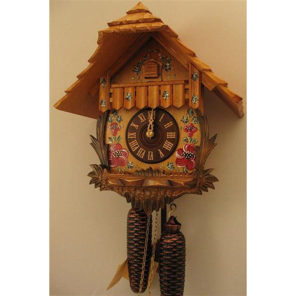 Rombach & Haas (Romba) Model 8210 FLOWERS 8-Day Black Forest Cuckoo Clocks with Painted Flowers and Half and Full Hour Call