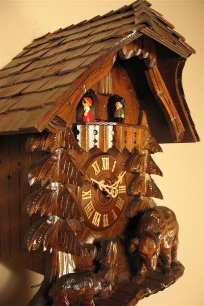 Cuckoo Clock - Rombach & Haas (Romba) Model 8391 BEARS 8-Day Black Forest Cuckoo Clock With Exquisite Carvings, Animated Figures And A Music Box