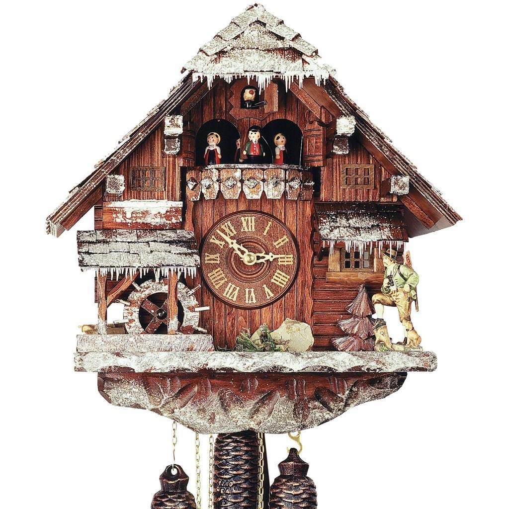 Cuckoo Clock - Rombach & Haas (Romba) WINTER Model 8318W, 8-Day Black Forest Cuckoo Clock, Snow Covered Chalet