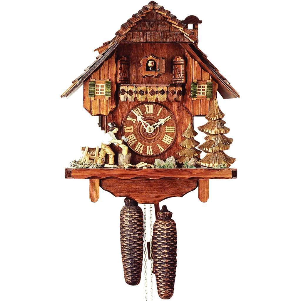 Cuckoo Clock - Rombach & Haas (Romba) WOODCHOPPER Model 8286, 8-Day Black Forest Cuckoo Clock, Chalet Style