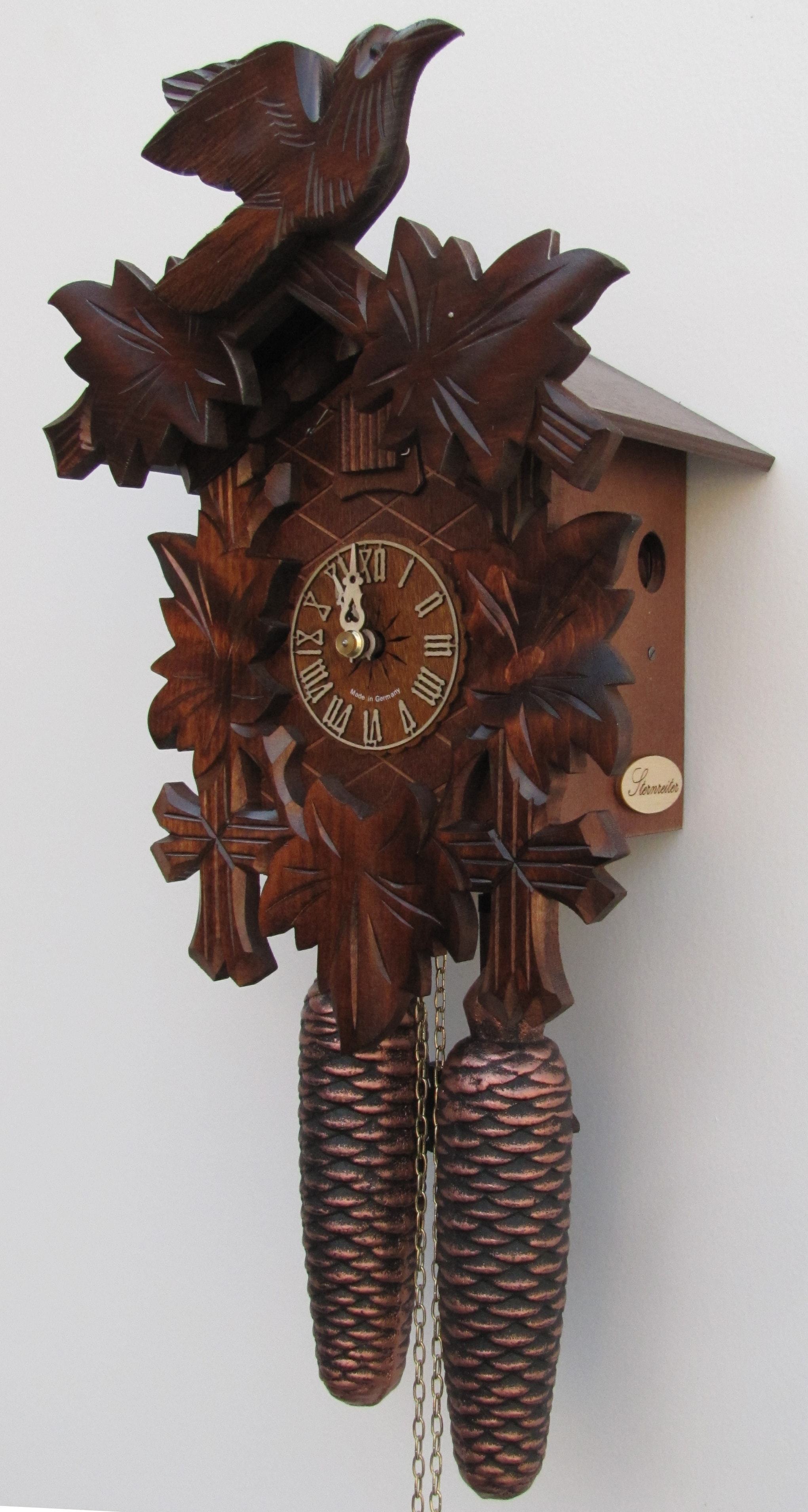 Cuckoo Clock - Sternreiter Bird And Leaf Black Forest Mechanical Cuckoo Clock #8200