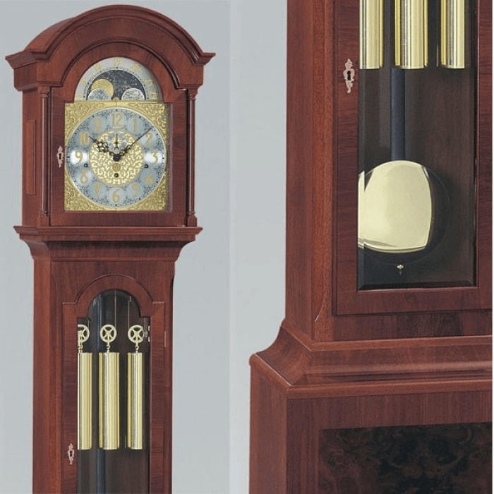 Floor Clock / Grandfather Clock - Kieninger 0105-31-02 Snowden Floor Clock, Triple Chimes, 8-Day, Moonphase, Mahogany