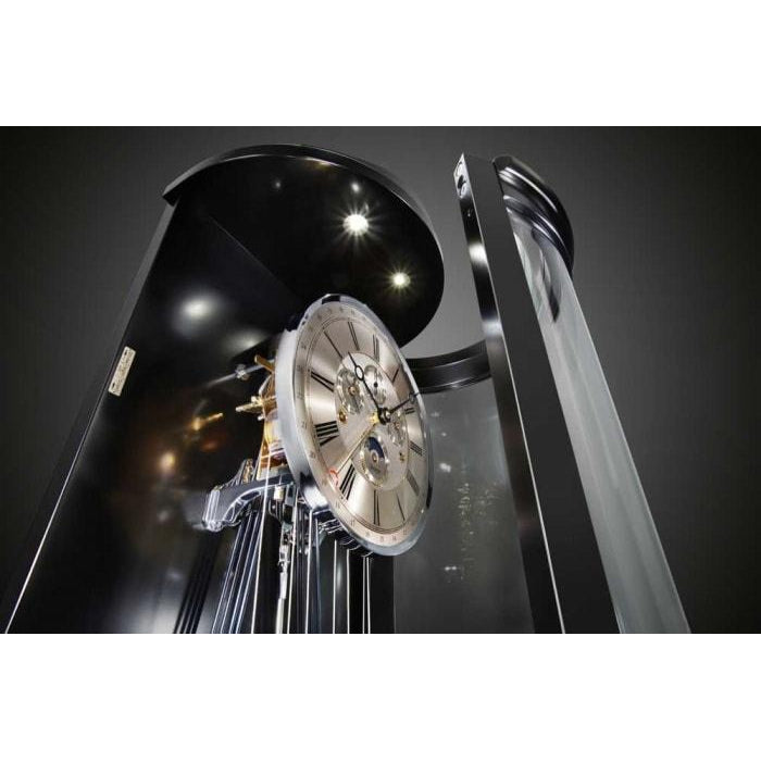 Kieninger Hoffburg 0111 Curved Glass Floor Clock in Black Piano, Limited Edition