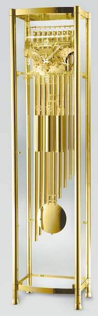 Floor Clock / Grandfather Clock - Kieninger 0126-02-01 Glass & Gold Floor Clock, Triple Chimes, 9 Bells, Ltd.