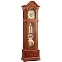 Floor Clock / Grandfather Clock - Kieninger 0129-41-01 Floor Clock, Traditional, Oval Glass, Sculpted Dial And Pendulum, Triple Chime, Natural Cherry
