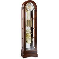 Kieninger 0135-23-01 Curved Glass Curio Floor Clock, Triple Chimes, 12-Rods, Walnut