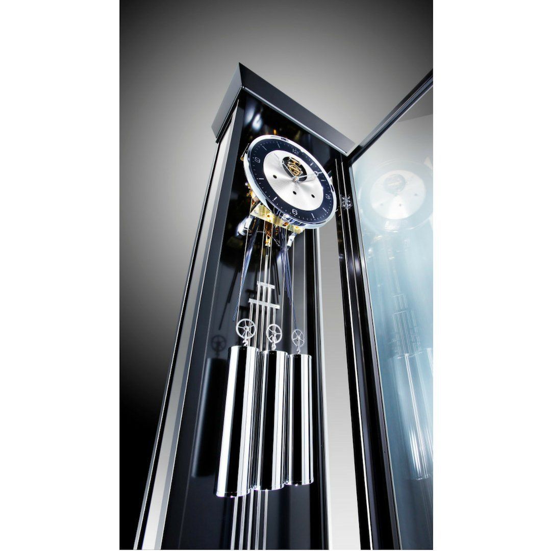 Floor Clock / Grandfather Clock - Kieninger 0137-96-02 Floor Clock, Silver Accents, Open Escapement, Black