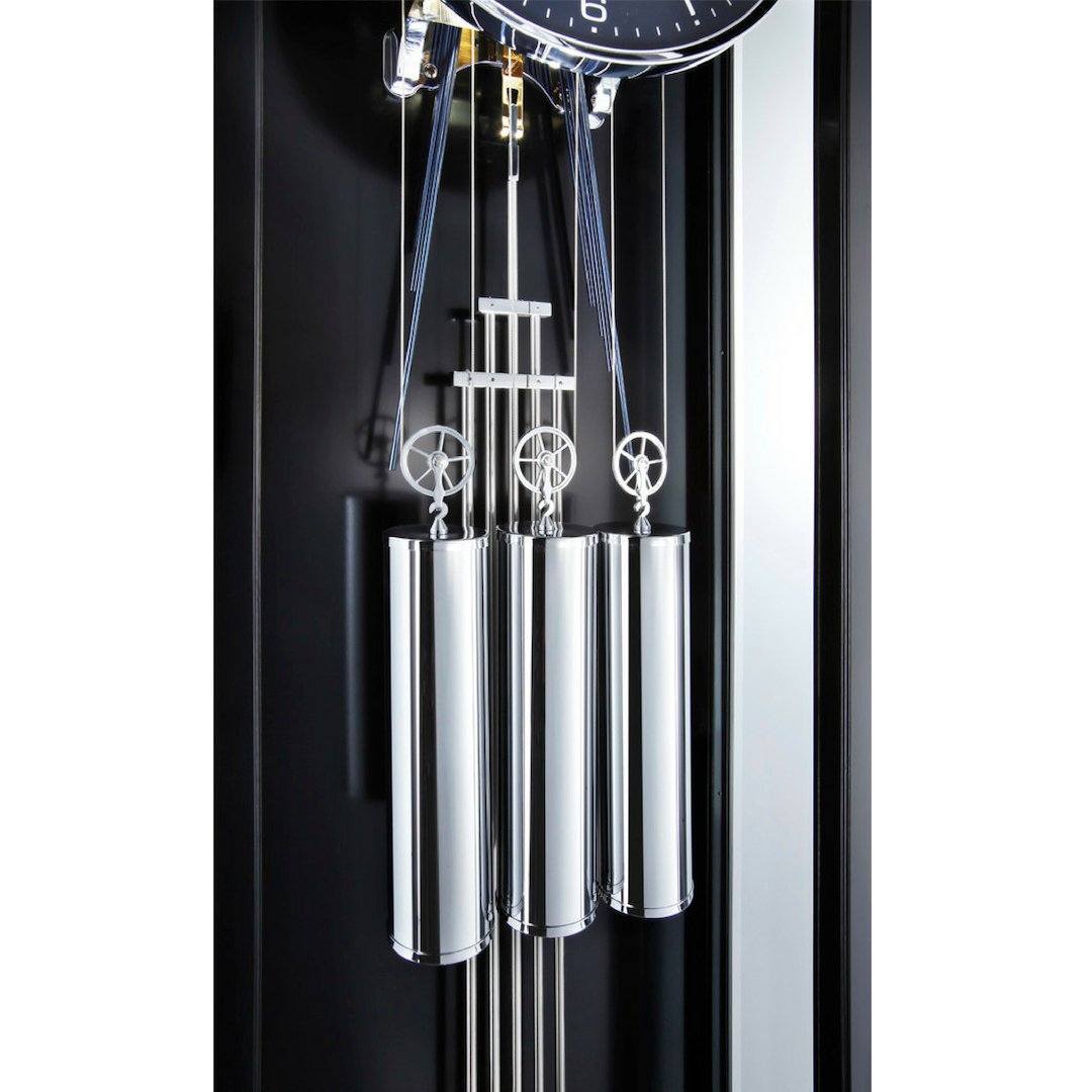 Floor Clock / Grandfather Clock - Kieninger 0137-96-02 Floor Clock, Silver Accents, Open Escapement, Black