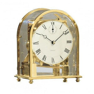 Mantel / Mantle / Table Clock - Kieninger 1226-01-05 MELODIKA Modern Carriage Mantel Clock With Triple Chimes, Brass Case And White Dial