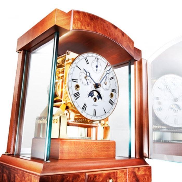 Mantel / Mantle / Table Clock - Kieninger 1242-41-02  Mantel Clock With Triple Chimes On An 8-Rod Gong And Multifunctional Dial In Cherry