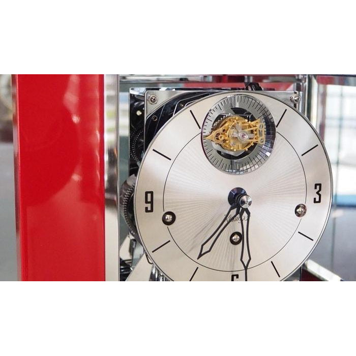 Kieninger 1266-77-04 Tourbillon Tetrika Design Cube, Satin Red and Chrome, Ltd 50