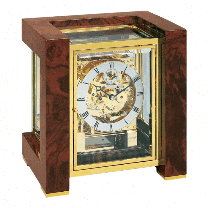 Kieninger 1266-82-01 Tetrika Design Cube Mantel Clock, Triple Chimes, Walnut & Brass