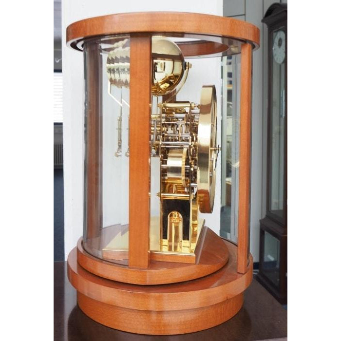 Kieninger Akuata 1711-41-01 Round Mantel Clock, Triple Chimes, 9 Bells, Walnut & Brass