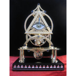 Mauthe EYE OF PROVIDENCE Mechanical Mantel Skeleton Clock with Swarovski Crystals, Fusee, Eye