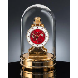 Mauthe SHALISE Mechanical Mantel Skeleton Clock with Swarovski Crystals, Red