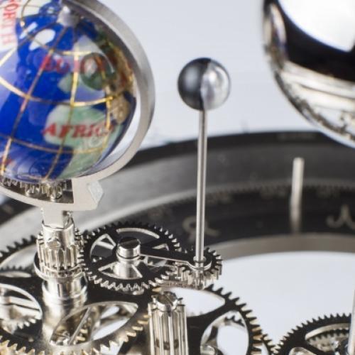 Mechanical Astronomical Clocks - Hermle ASTRO Mechanical Tellurium Table Clock 23002000352, Brass