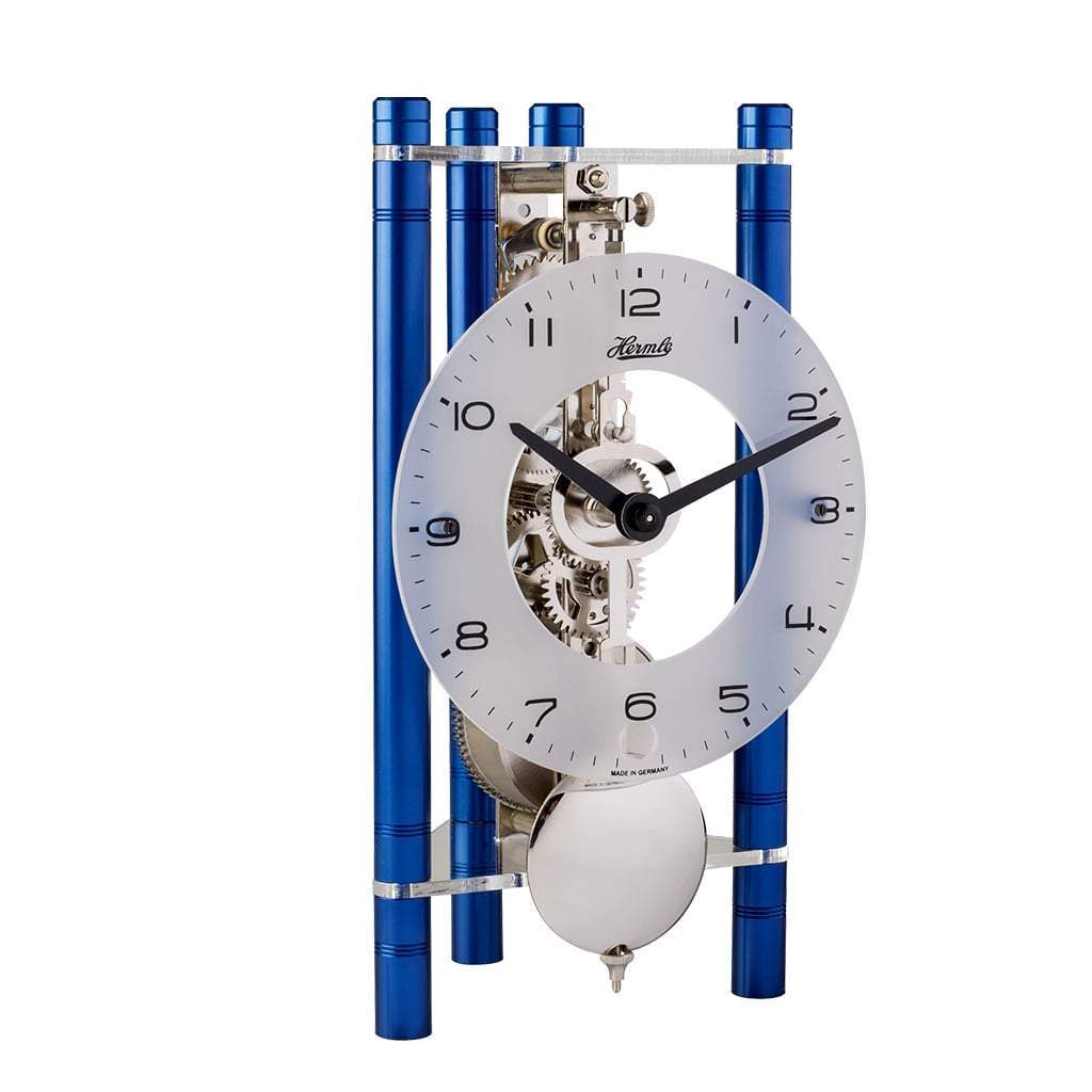 Hermle LAKIN Mechanical Mantel Clock 23025Q70721, Blue Silver