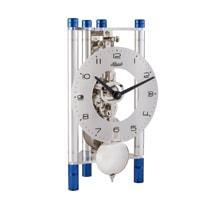 Modern Design Mantel Clocks - Hermle LAKIN Mechanical Mantel Clock 23025Q70721, Silver & Blue / Silver Pendulum