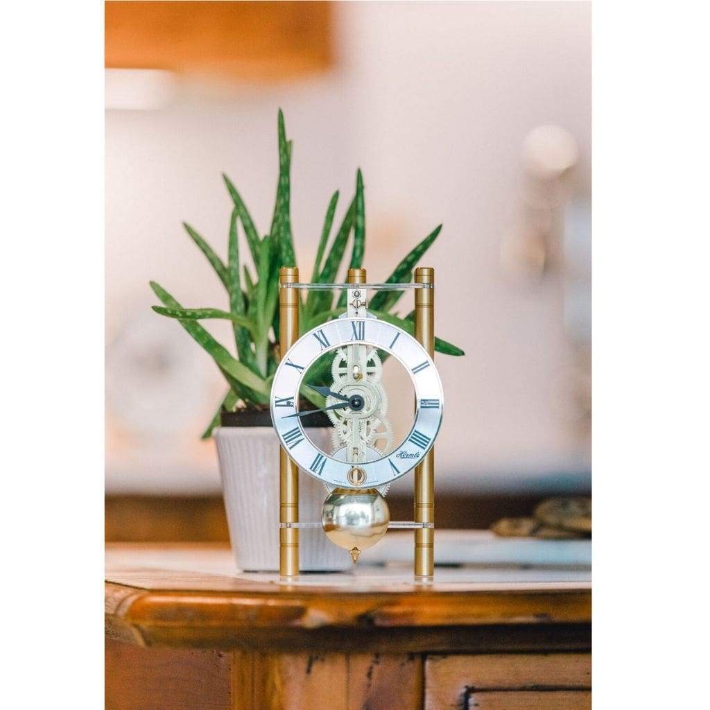 Modern Design Mantel Clocks - Hermle MIKAL Mechanical Mantel Clock 23020500721, Gold / Gold Pendulum