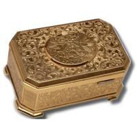 MMM Bird in A Box MU  214 201 00, Gold Etched, Exquisite and Rare Music Box with Automated Bird