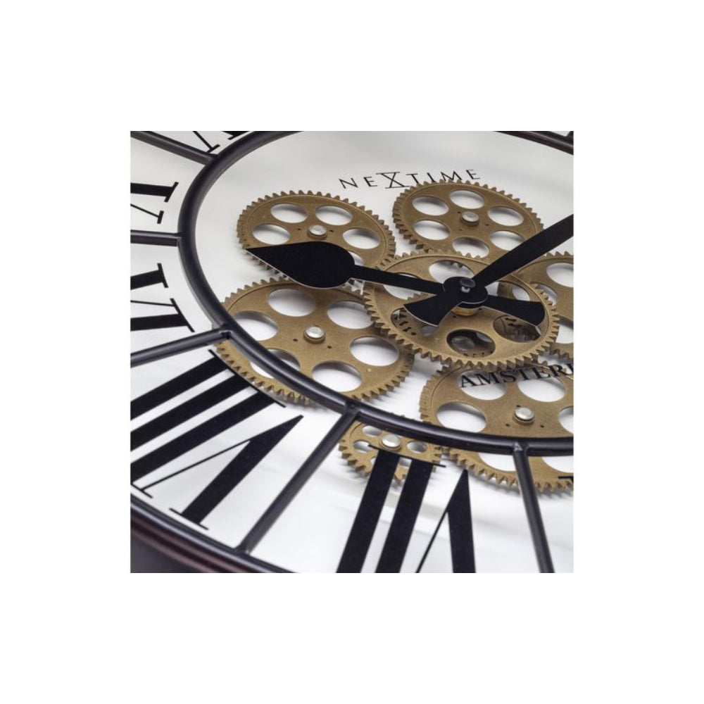 NeXtime WILLIAM Wall Clock, Glass and Metal, Decorative Gears, 3283WI