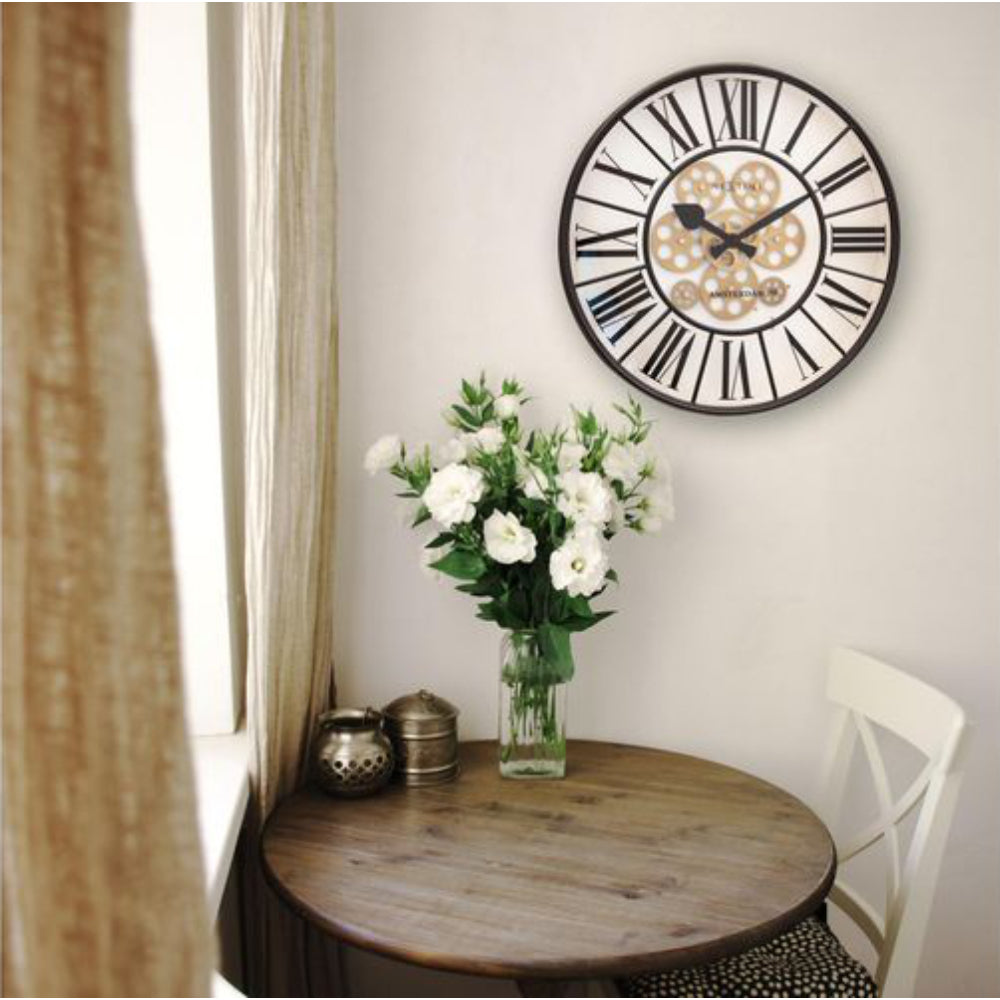 NeXtime WILLIAM Wall Clock, Glass and Metal, Decorative Gears, 3283WI