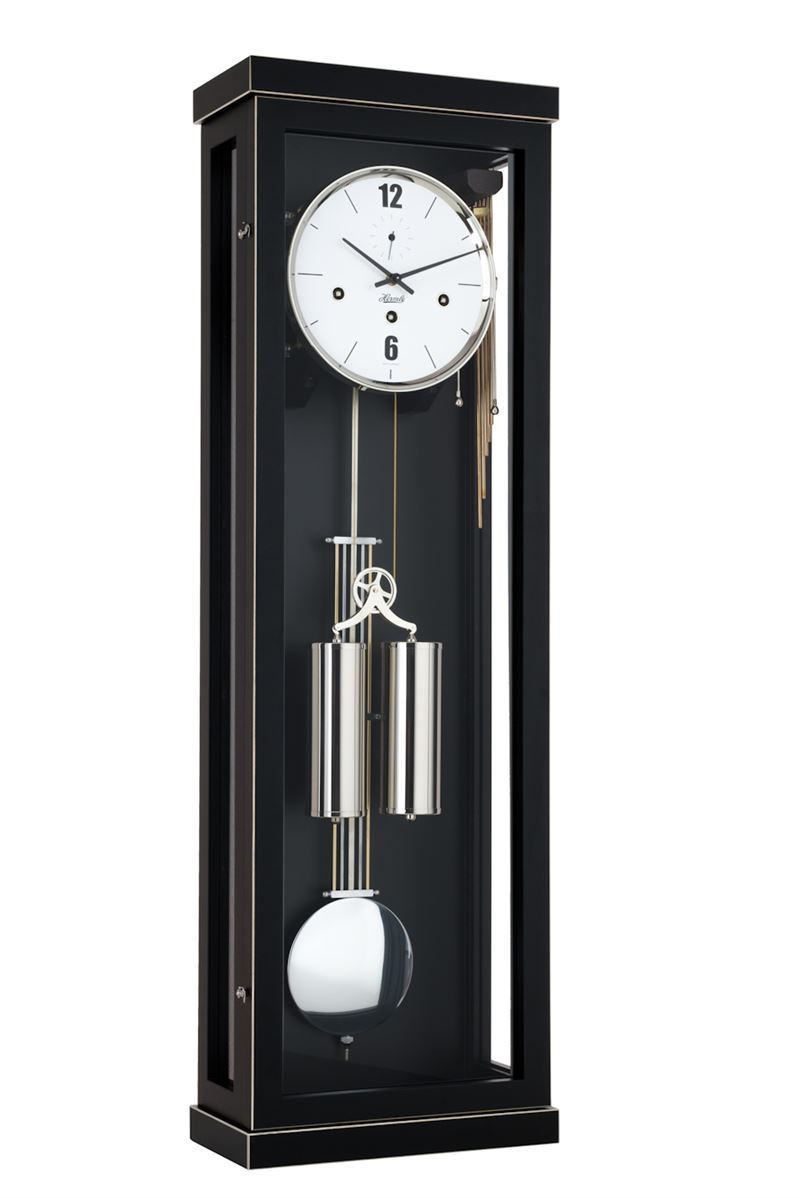 Regulator Clock - Hermle ABBOT 8-Day Cable Driven Regulator Wall Clock, Westminster Chimes, Black Finish, 70993740351