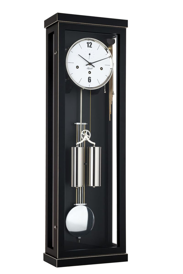 Hermle ABBOT 8-Day Cable Driven Regulator Wall Clock, Westminster Chimes, Black Finish, 70993740351