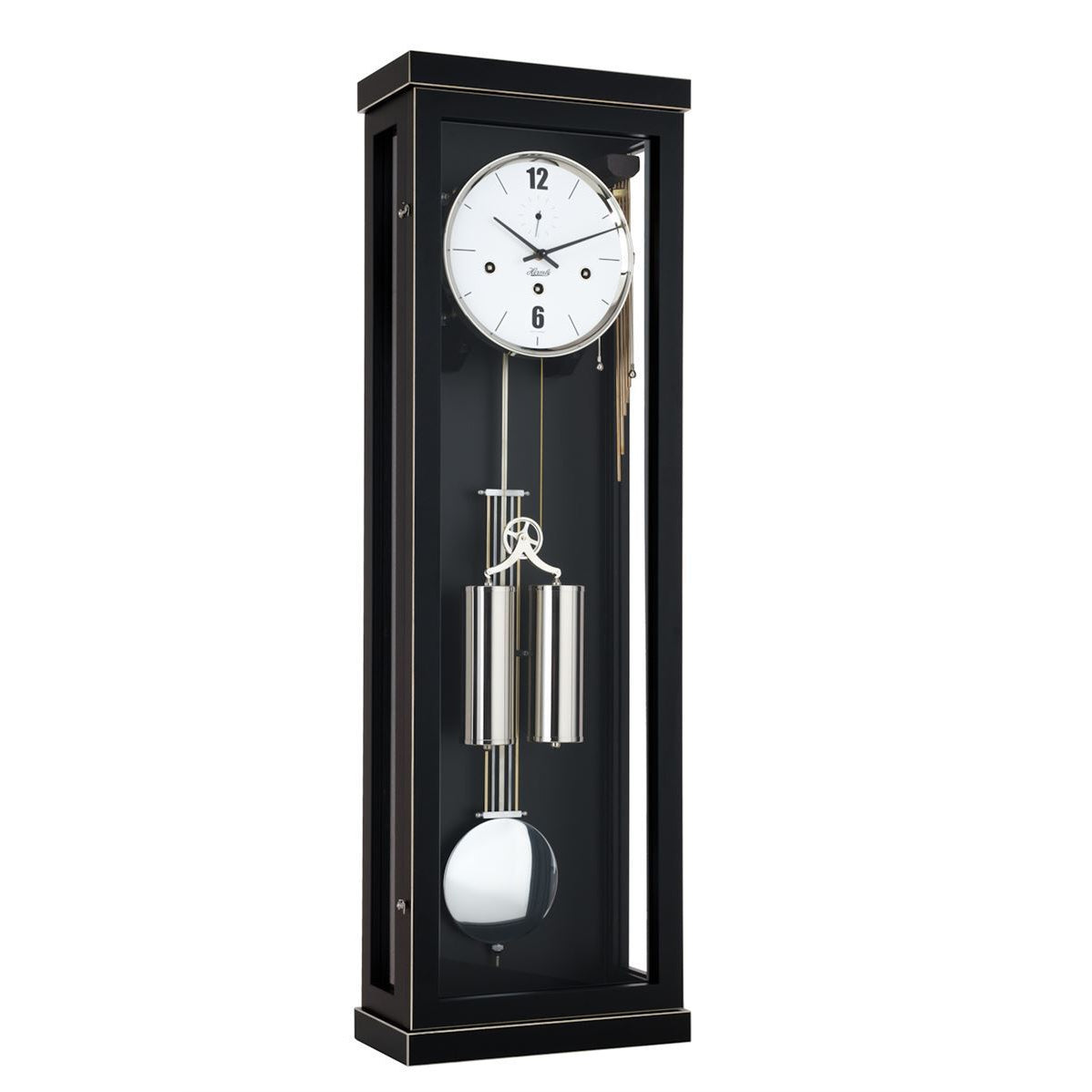 Hermle ABBOT 8-Day Cable Driven Regulator Wall Clock, Westminster Chimes, Black Finish, 70993740351